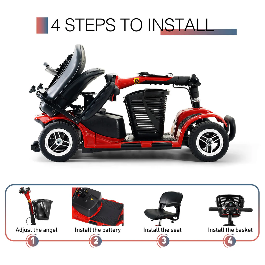 Portable 4-Wheel Electric Mobility Scooter for Seniors