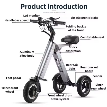 K70 Portable Fold Electric Tricycle Elderly Riding Commuting Electric Scooter